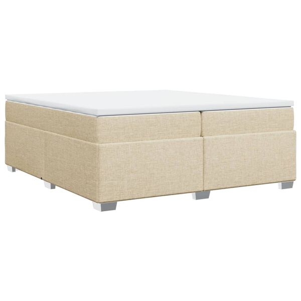 vidaXL Box spring postelja z vzmetnico krem 200x200 cm blago