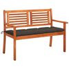vidaXL Vrtna klop za 2 osebi z blazino 120 cm trden evkaliptus