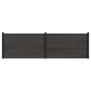 vidaXL Komplet ograj 2 kos 353 x 105 cm WPC in aluminij Črna
