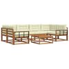 vidaXL Zunanja garnitura za sedenje z blazino 7 pcs Naravna in smetana