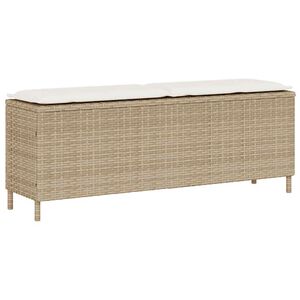 vidaXL Vrtna klop z blazino bež 110x30x40,5 cm poli ratan