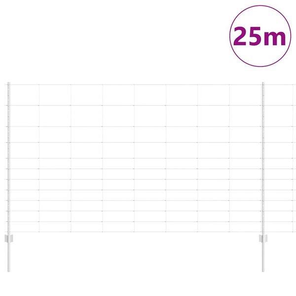 vidaXL Ograja s stebrom srebrna 1,4 x 25 m Jeklo