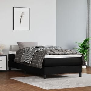 vidaXL Vzmetnica z žepkasto vzmetjo srednje trdote črna 100x200x20 cm umetno usnje