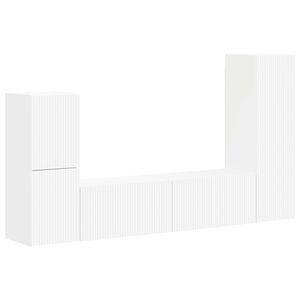 vidaXL Komplet TV omaric 4 pcs Bela Konstruiran les