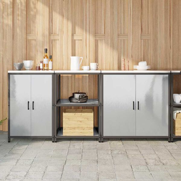 vidaXL Kuhinjski set za shranjevanje 3 pcs srebrna Nerjaveče jeklo