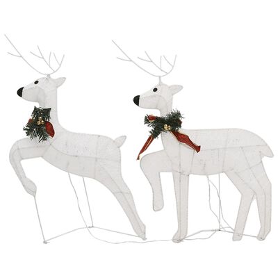 vidaXL Božični severni jeleni 2 kosa beli 40 LED akril