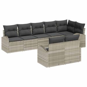 vidaXL Vrtna sedežna garnitura Svetlo siva 55 x 55 x 37 cm poli ratan