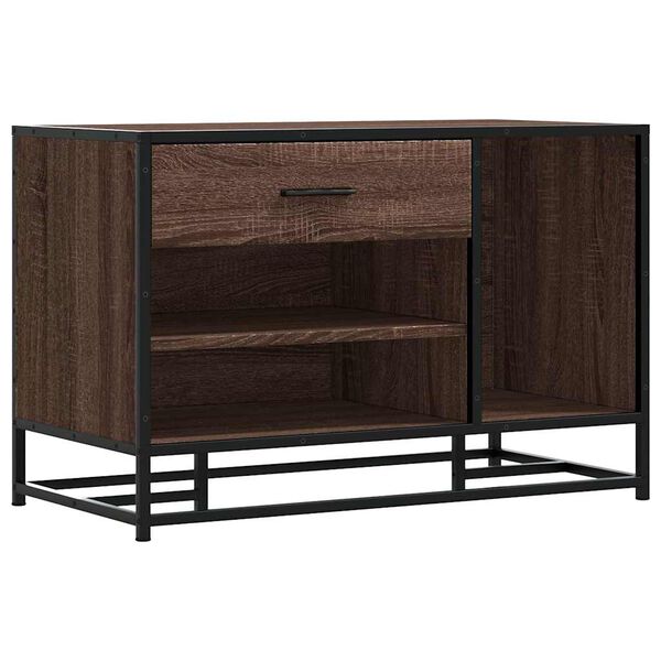 vidaXL Klop za čevlje rjavi hrast 80x40x53,5 cm inž. les in kovina