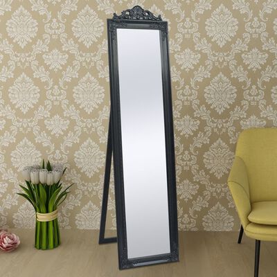 vidaXL Prostostoječe ogledalo baročni stil 160x40 cm črno