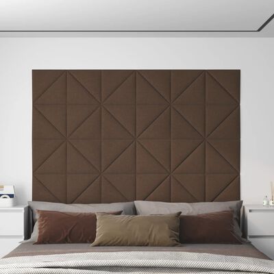 vidaXL Stenski paneli 12 kosov rjavi 30x30 cm blago 0,54 m²