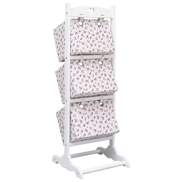 vidaXL 3-nadstropno stojalo s ko&scaron;arami z motivom rož 35x35x102 cm les