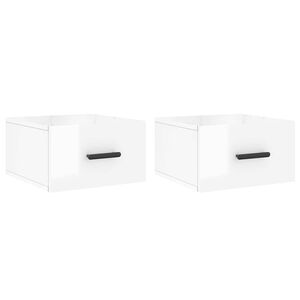 vidaXL Stenske nočne omarice 2 kosa visok sijaj bele 35x35x20 cm