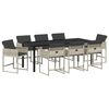 vidaXL Komplet za jedilnico v vrtu 9 pcs Svetlo siva poli ratan