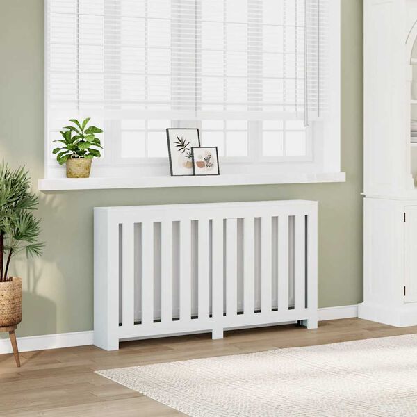 vidaXL Pokrov za radiator bel 149x20x82 cm inženirski les
