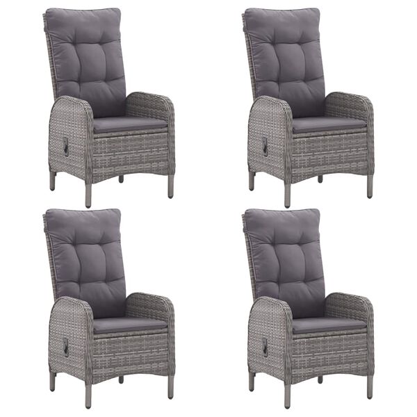 vidaXL Vrtna jedilna garnitura 5-delna poli ratan in akacijev les siva