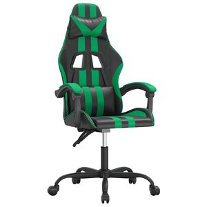 vidaXL Gaming stol črno in zeleno umetno usnje