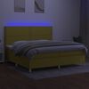 vidaXL Box spring postelja z vzmetnico LED zelena 200x200 cm blago