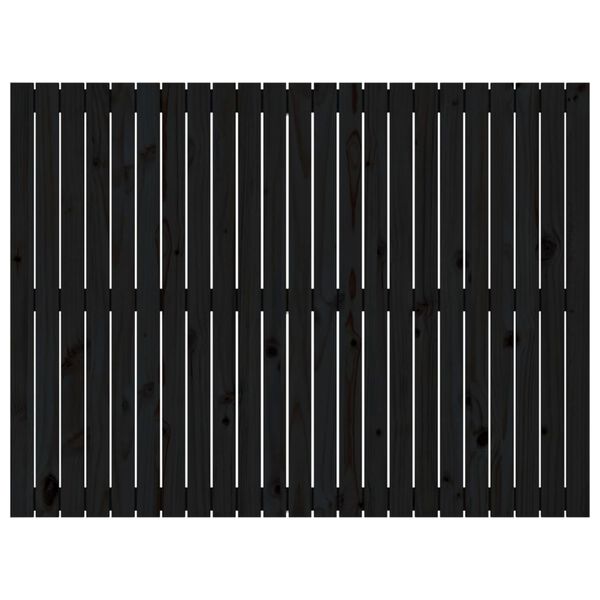 vidaXL Stensko posteljno vzglavje črno 146,5x3x110 cm trdna borovina