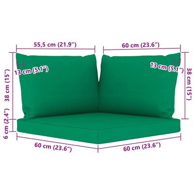 vidaXL Vrtna sedežna garnitura 9-delna z zelenimi blazinami