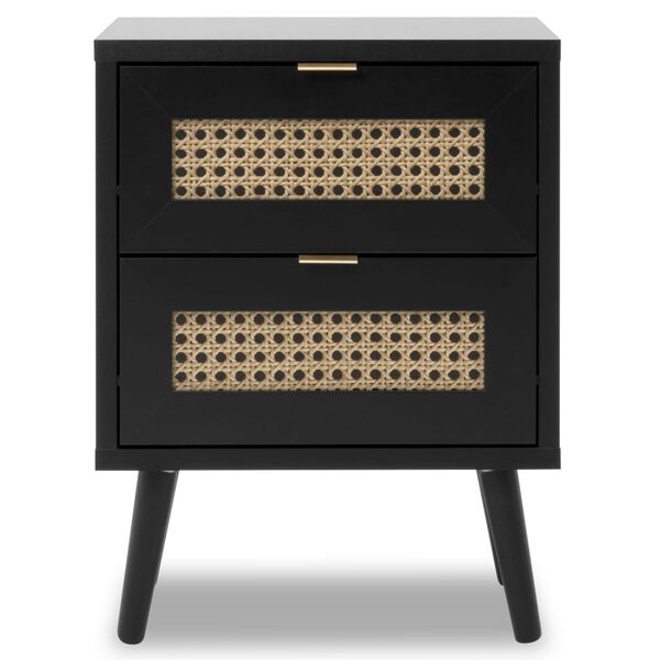 Finori Nočna omarica Vienna 61A črna in potisk ratana