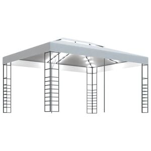 vidaXL Paviljon z LED lučkami 4x3x2,7 m bel