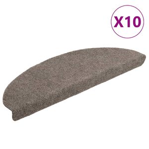 vidaXL Preproge za stopnice, samolepilne, 10 kosov, 65 x 21 x 4 cm, bež, polkrožne, velike