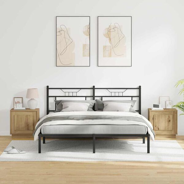 vidaXL Nočna omarica z LED lučmi 2 pcs Umetni hrast 44 x 34,5 x 45 cm