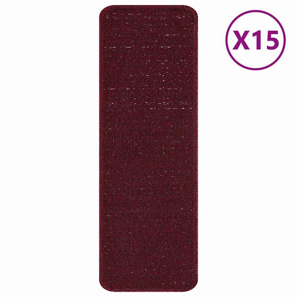 vidaXL Podloge proti zdrsu za stopnice 15 pcs Bordo rdeča 60 x 25 cm