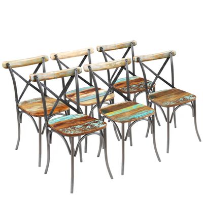 vidaXL Jedilni stoli 6 kosov iz trdnega predelanega lesa