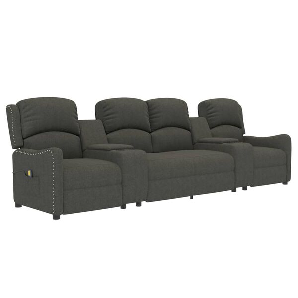 vidaXL Masažni štirised z držali za skodelico temno sivo blago