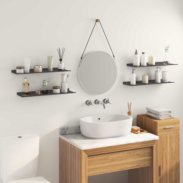 vidaXL Ležeča polica 4 pcs Črna 60 x 18 x 2,5 cm Jeklo