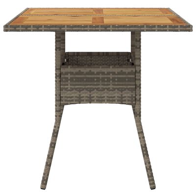 vidaXL Vrtna miza z leseno akacijevo ploščo siva 80x80x75 cm PE ratan