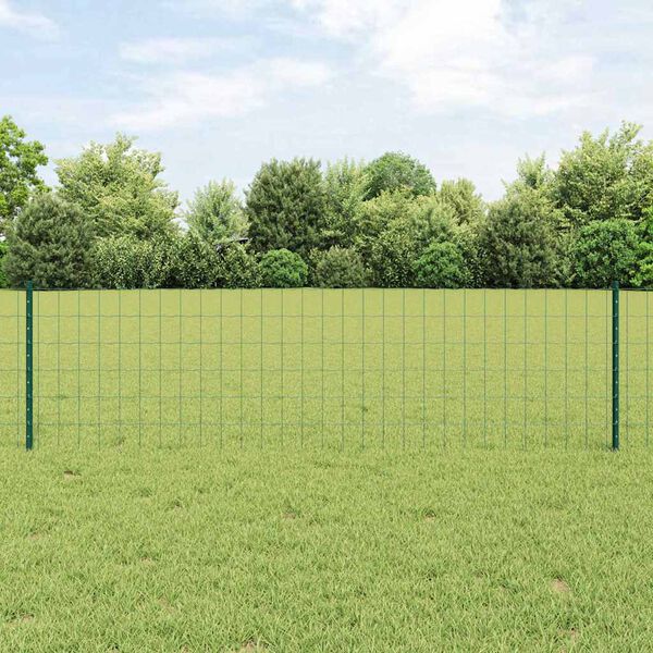 vidaXL Ograja s stebrom Zelena 0,6 x 25 m Jeklo in PVC