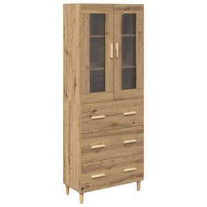 vidaXL Visok predalnik s predalom Umetni hrast 69,5 x 34 x 180 cm