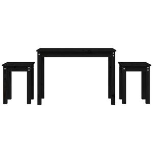 vidaXL Komplet mizic 3 kosi črna trdna borovina