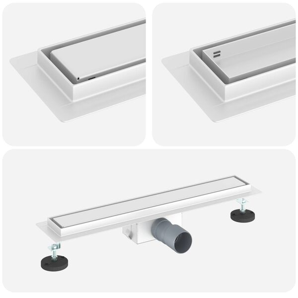 vidaXL 2 v 1 Odvod za prho srebrna 50 cm Nerjaveče jeklo 304