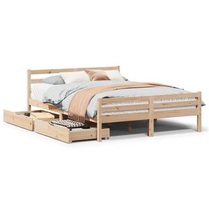 vidaXL Posteljni okvir brez vzmetnice 135x190 cm trdna borovina