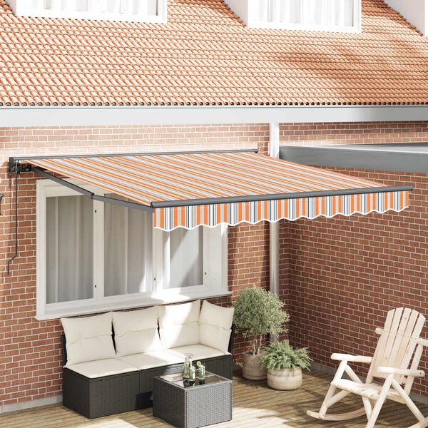 vidaXL Retraktilna tenda Modra in Oranžna 300 x 250 cm