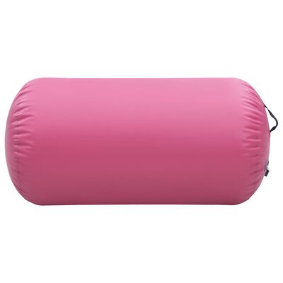 vidaXL Napihljiv gimnastični valj s tlačilko 120x75 cm PVC roza