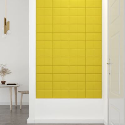 vidaXL Stenski paneli 12 kosov svetlo rumeni 30x15 cm blago 0,54 m²