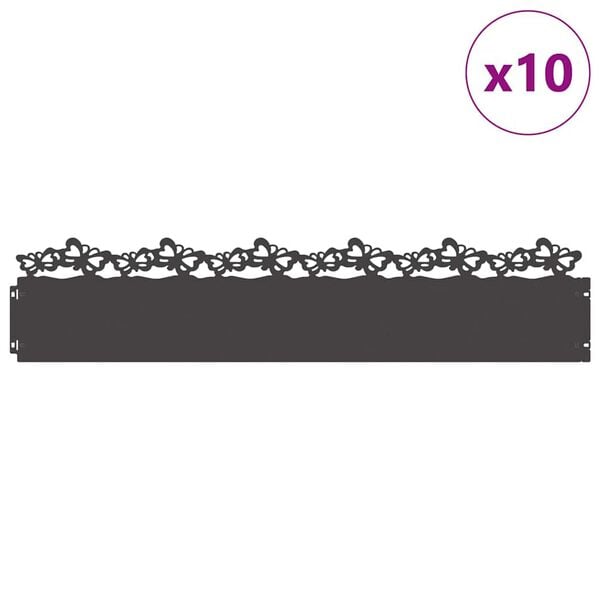 vidaXL Robniki za trato 10 pcs Črna 103 x 0,05 x 22 cm Jeklo