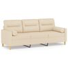 vidaXL Kavč trosed z blazinami krem 180 cm blago