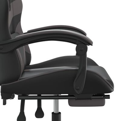 vidaXL Gaming stol z oporo za noge črno in sivo umetno usnje