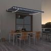 vidaXL Avtomatska tenda LED + senzor 450x300 cm modra in bela