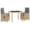 vidaXL Zunanja jedilnica 3 pcs Bež in svetlo siva 90 x 90 x 75 cm