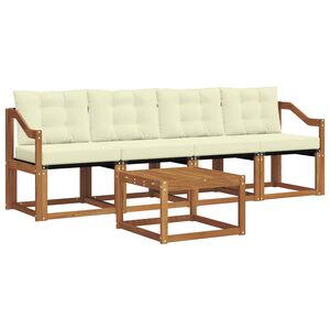 vidaXL Zunanja garnitura za sedenje z blazino 5 pcs Naravna in smetana
