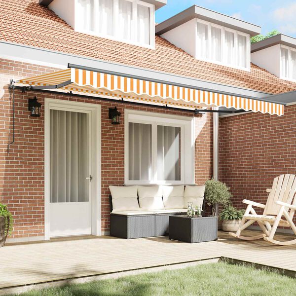 vidaXL Retraktilna tenda Rumena in Bela 350 x 200 cm