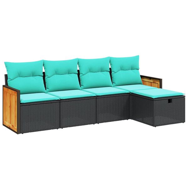 vidaXL Vrtna sedežna garnitura 5-delna z blazinami siv poli ratan