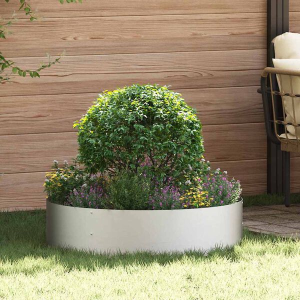 vidaXL Obroč za lončke srebrna 80 x 80 x 20 cm Nerjaveče jeklo