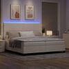 vidaXL LED Box Spring Postelja z vzglavjem Krema in bela 200 x 200 cm